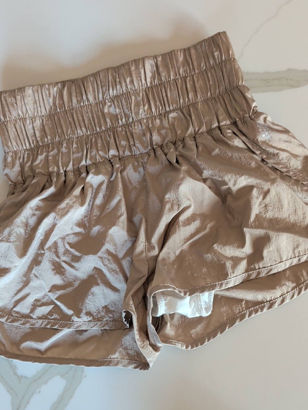 FP Movement by Free People Metallic Taupe Athletic Shorts